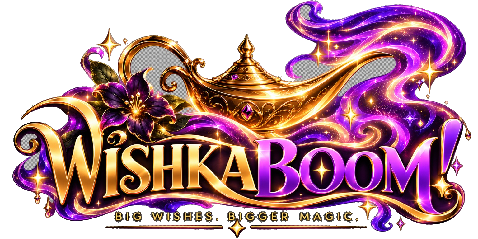 Wishkaboom! Big Wishes. Bigger Magic. Official logo